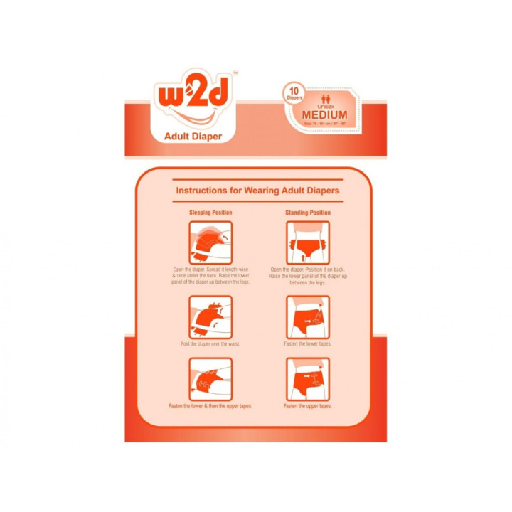 Adult Diaper W2D Medium M-10pc Side Image