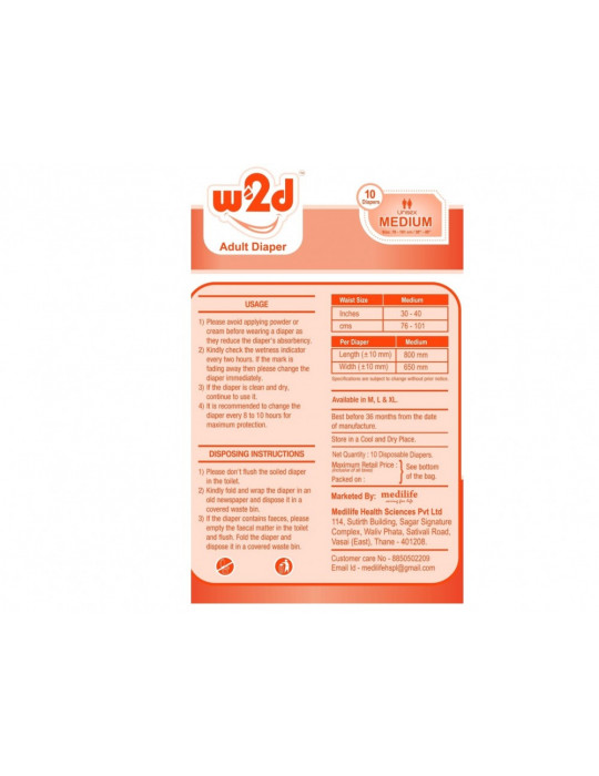 Adult Diaper W2D Medium M-10pc image