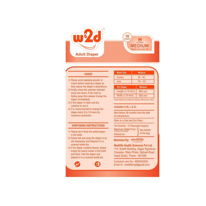 Adult Diaper W2D Medium M-10pc image