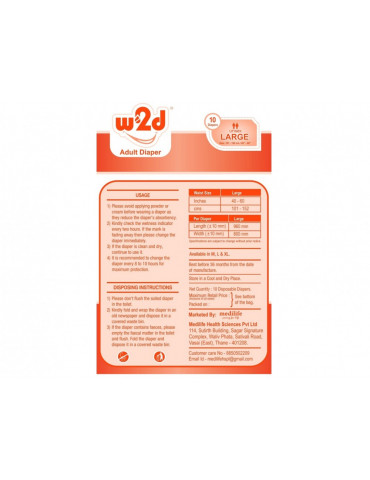 Adult Diaper W2D Large L-10pc - Side Image