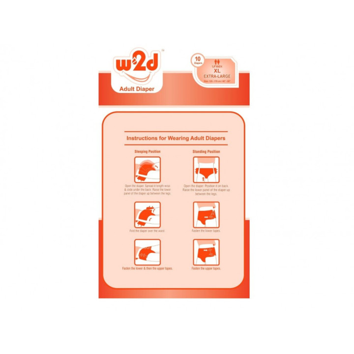 Adult Diaper W2D Extra Large XL-10pc - Side Image