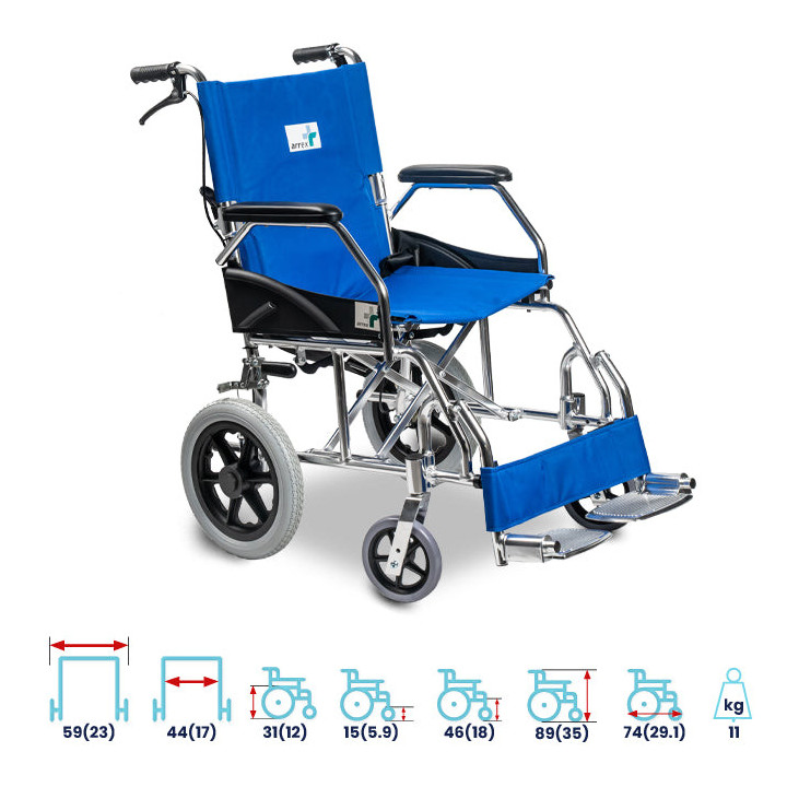 Arrex Cord Aluminium Wheelchair With Attendant Brakes and Handle