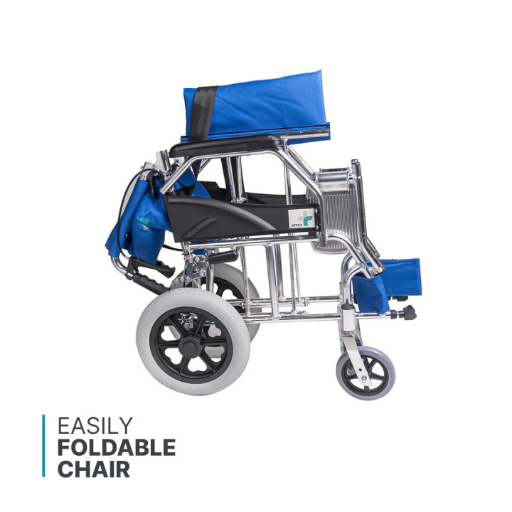 Arrex Cord Aluminium Wheelchair With Attendant Brakes and Handle