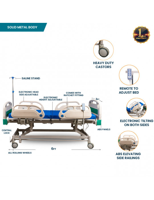 5 Way Five Function Automatic Hospital Bed Rental Mumbai