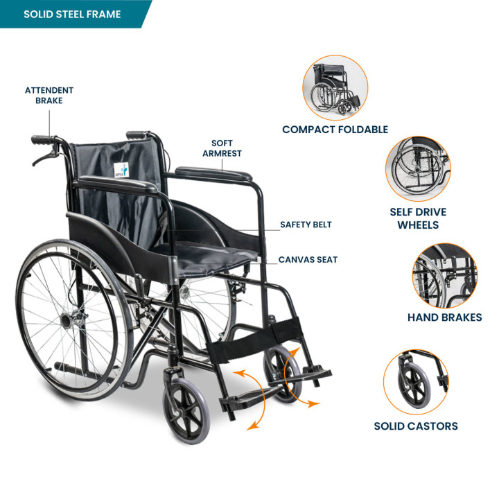 Wheel Chair for Handicap and Patients With Break Boxer