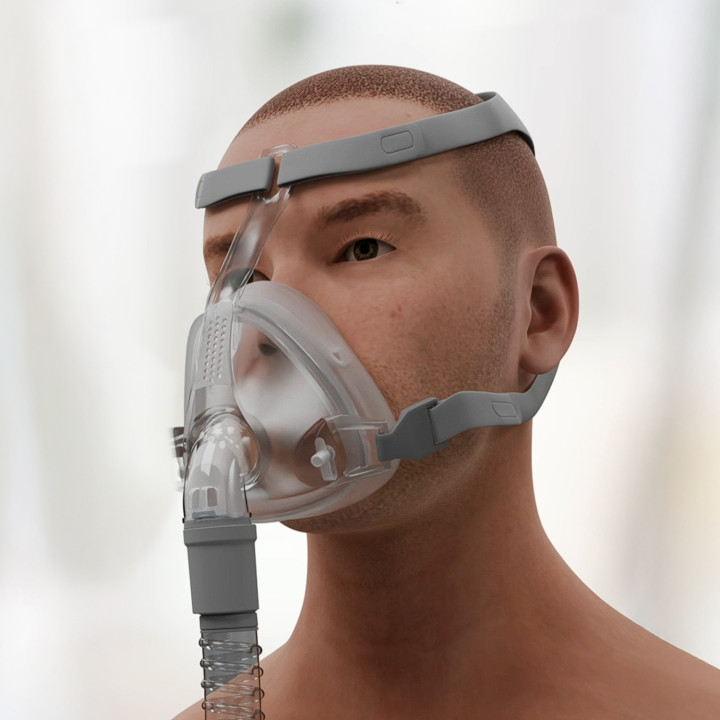 Deck Mount Full Face Mask for NIV and Ventilator Therapy
