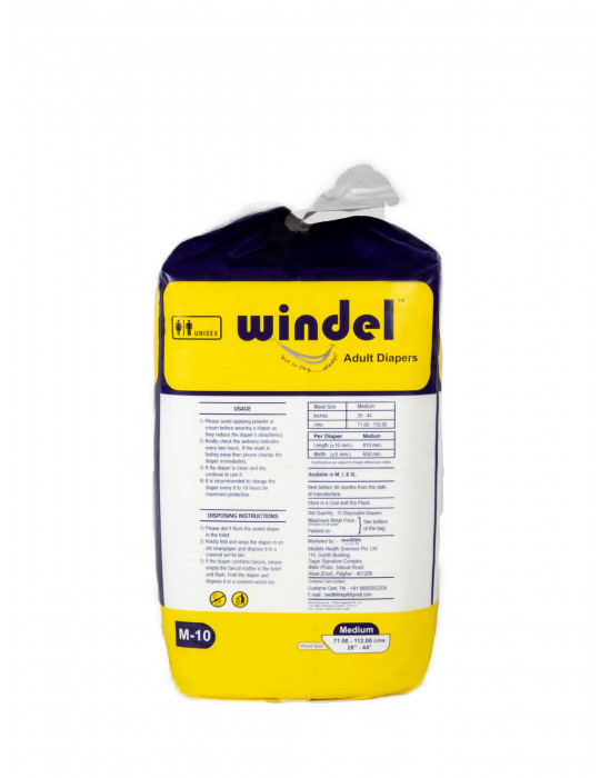 Adult Diaper Windel Medium M-10pc - Back Image