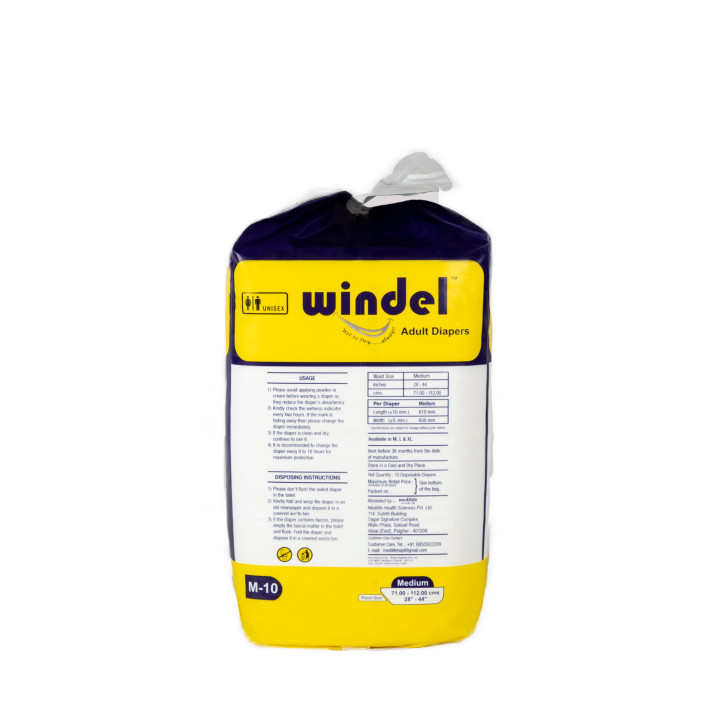 Adult Diaper Windel Medium M-10pc - Back Image