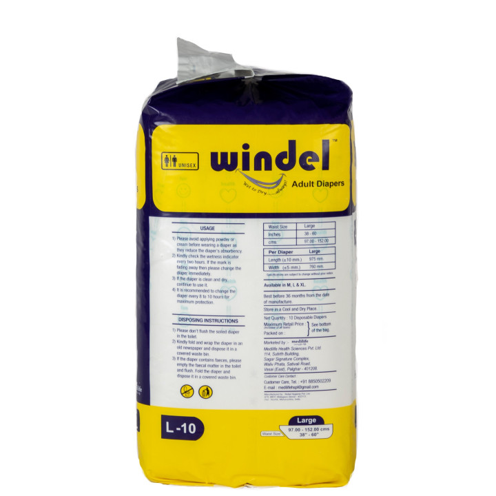 Adult Diaper Windel Large L-10pc - Back Image