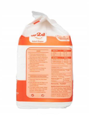 Adult Diaper W2D Medium M-10pc - Cover Image