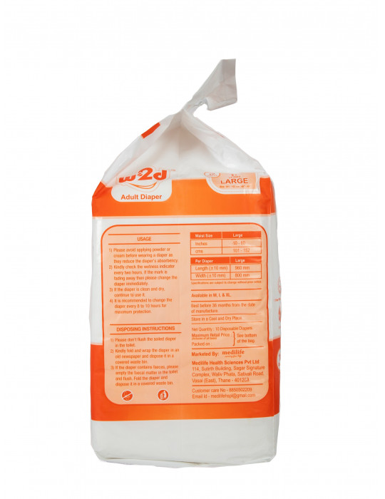 Adult Diaper W2D Large L-10pc - Back Image