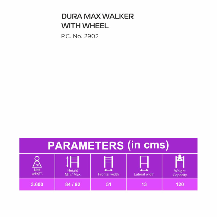 WALKER WITH WHEEL DURA MAX DETAILS