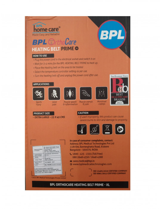 Heating Belt Prime BPL XL Back Image