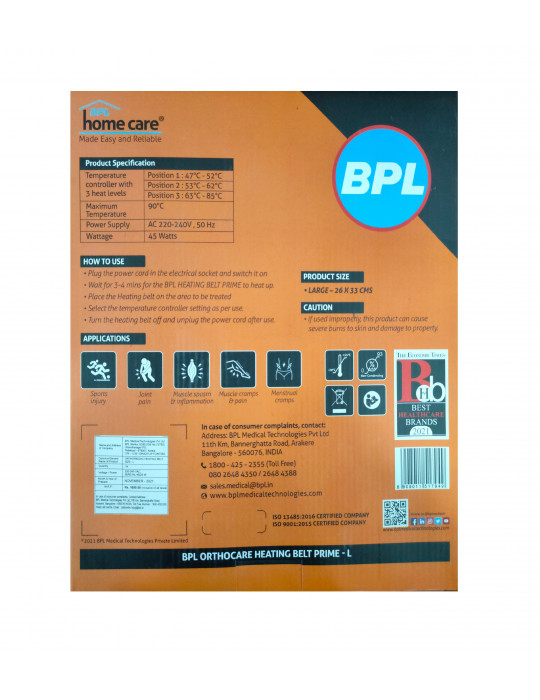 Heating Belt Prime BPL L Back Image